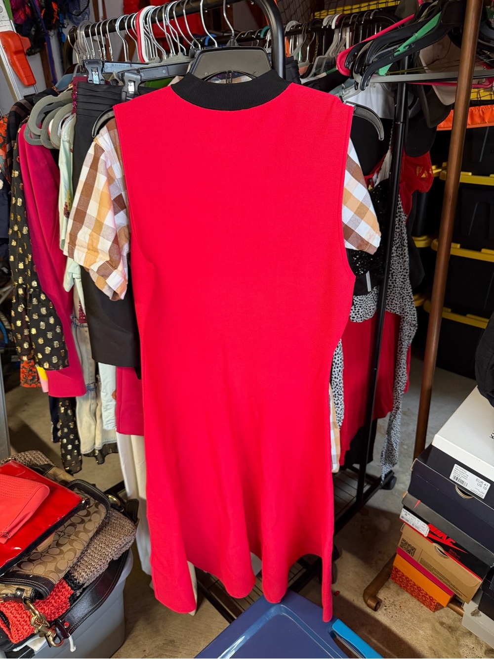 kate spade Hot Pink Sleeveless A-Line Dress with Black & Cream Trim - Picture 7 of 8